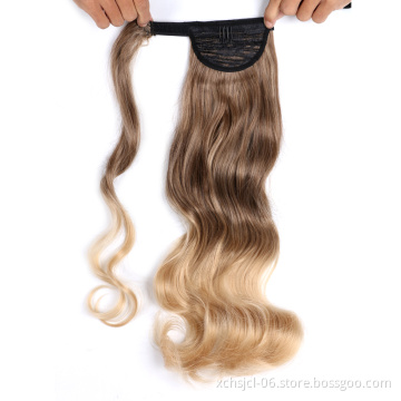 Cheap price Wrap Around Long Straight Ombre Pony Tail Hair Extension Synthetic Fiber for Women